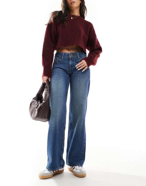 Levi's – Mörkblå, lediga, raka jeans med superlåg midja - view 1