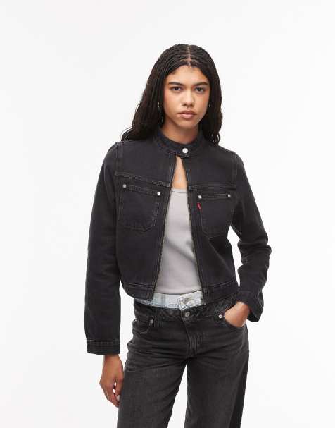 Levi's Moto denim trucker jacket in indigo - view 1