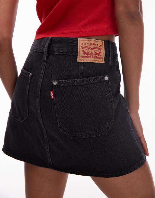 Levi's Moto Icon denim mini skirt in black, 4 of 5