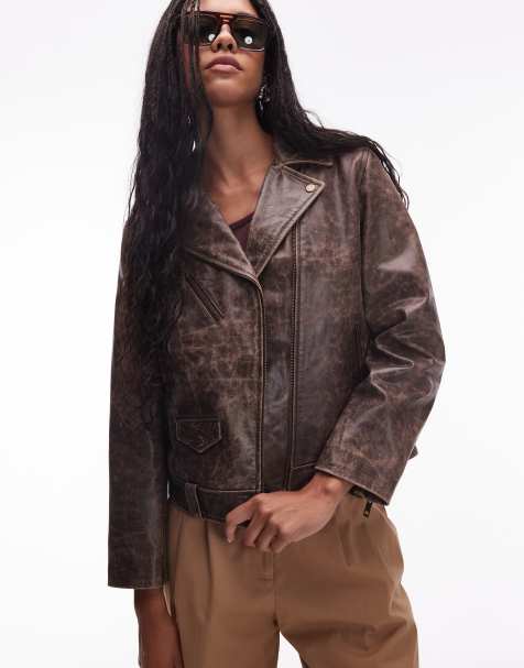 Levi's - Moto - Slidt brun bikerjakke i læder - view 1
