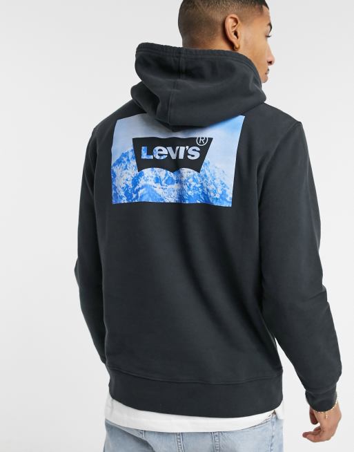 Levi's mountain logo back print hoodie in jet black