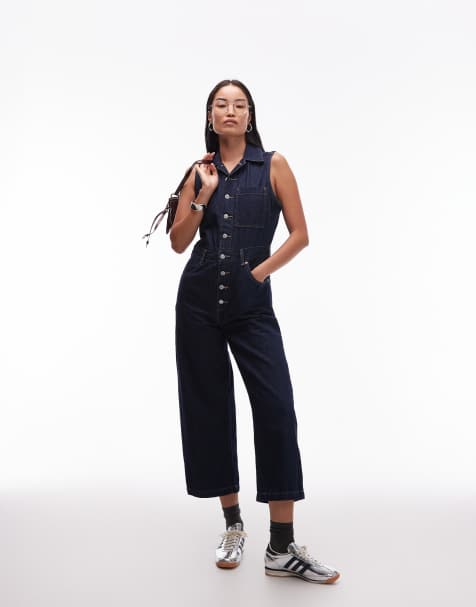 Levi's - Mouwloze denim jumpsuit in indigo - view 1