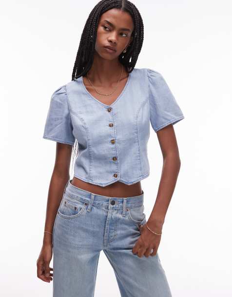 Levi's Moxie button down denim top in light wash - view 1
