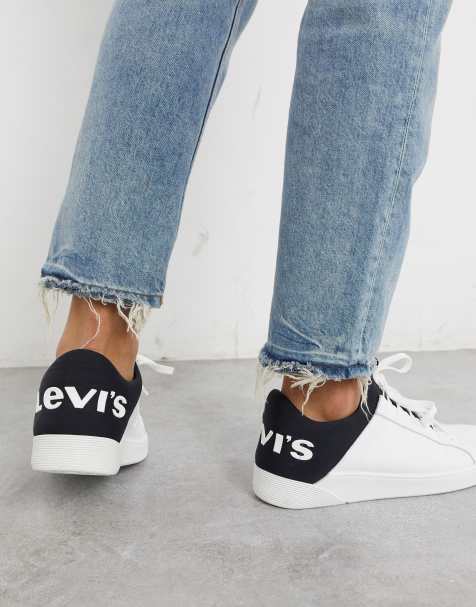 black and white levi shoes