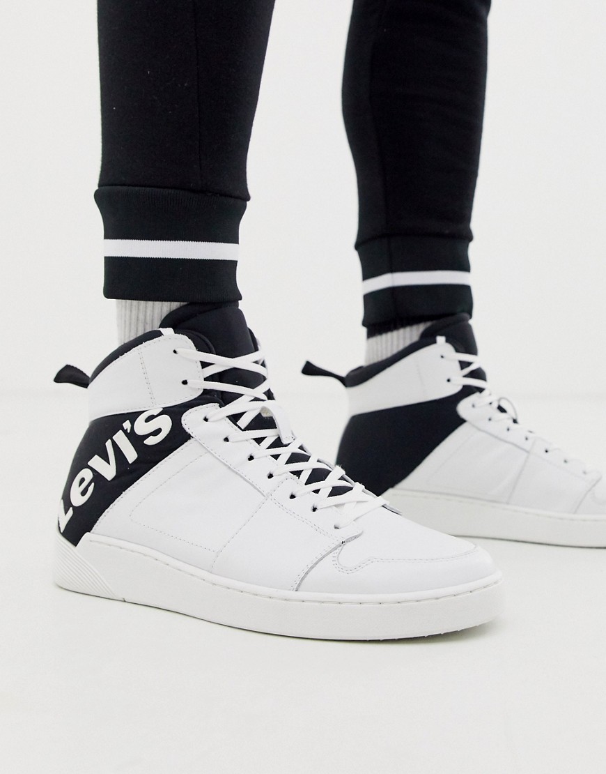Levi's – Mullet – Vita höga sneakers med logga