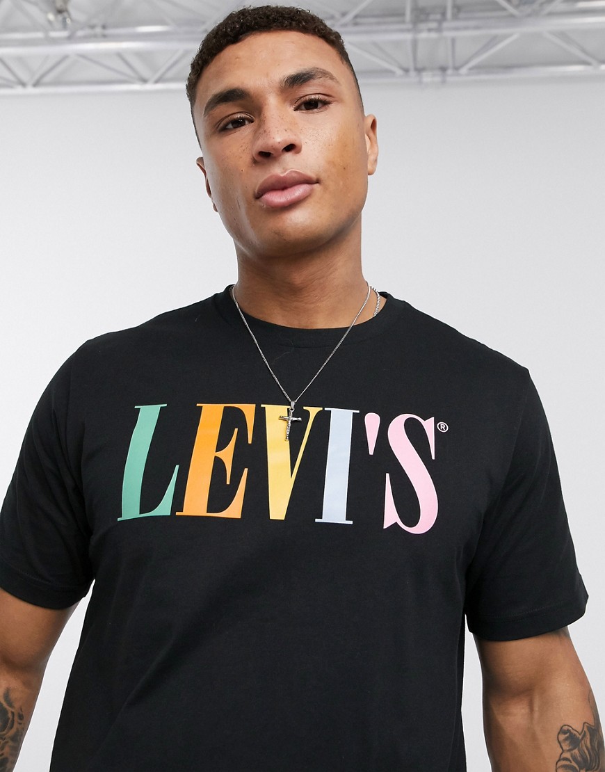 Levi's multi 90's serif logo t-shirt relaxed fit in mineral black