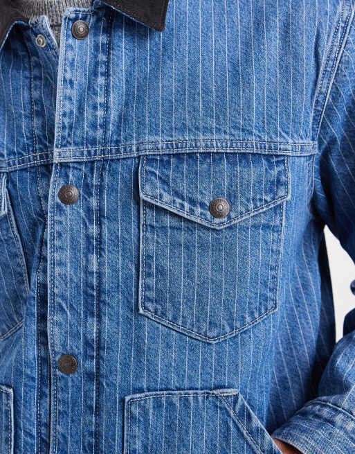Levi's munroe denim trucker jacket with contrast collar in blue, 5 of 5