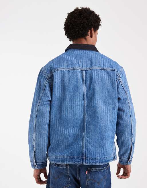 Levi's munroe denim truckerjacka med kontrasterande krage i blått, 2 av 5