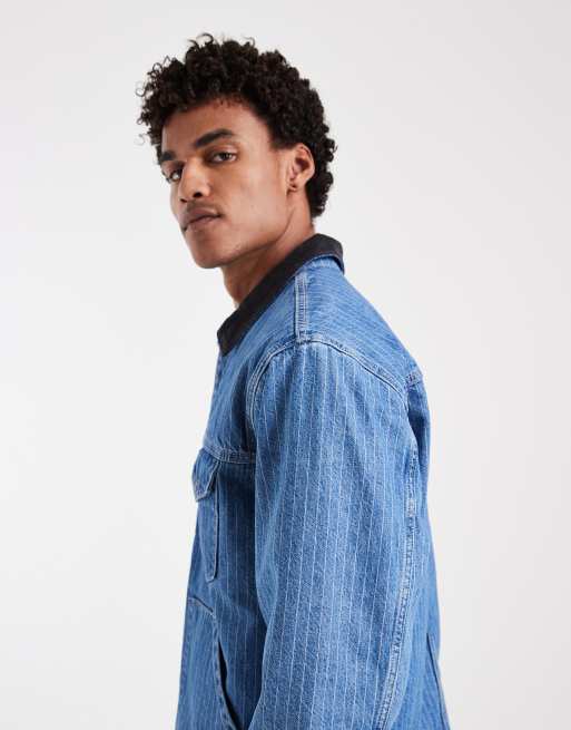 Levi's munroe denim truckerjacka med kontrasterande krage i blått, 4 av 5