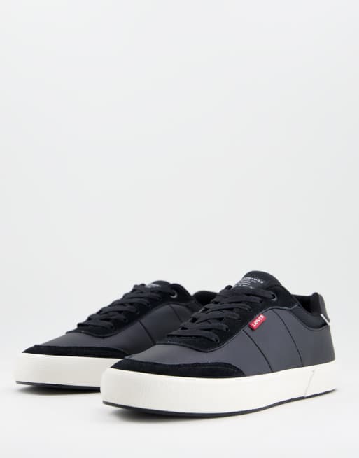 Levi's munroe leather trainers in black with logo