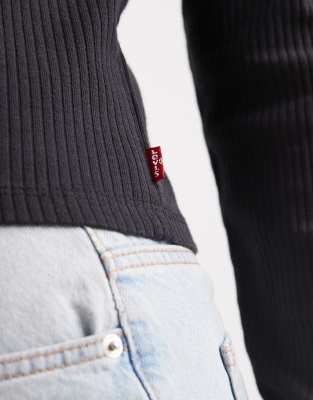 Levi's Muse Long Sleeve Button Front T-shirt In Black