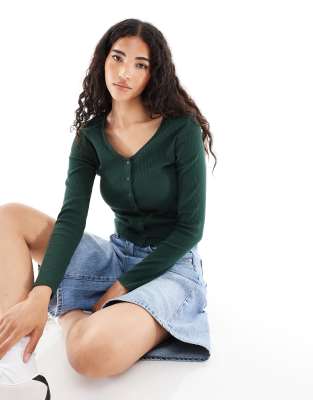 Levi's Muse Long Sleeve Button Front T-shirt In Green