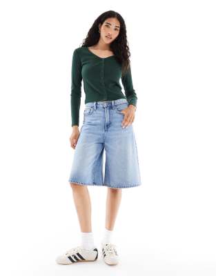 Levi's Muse Long Sleeve Button Front T-shirt In Green