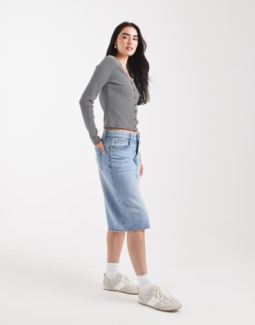 Levi's Muse long sleeve button front t-shirt in stripe, 4 of 4