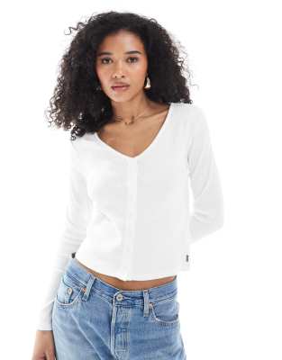 Levi's Muse Long Sleeve Button Front T-shirt In White