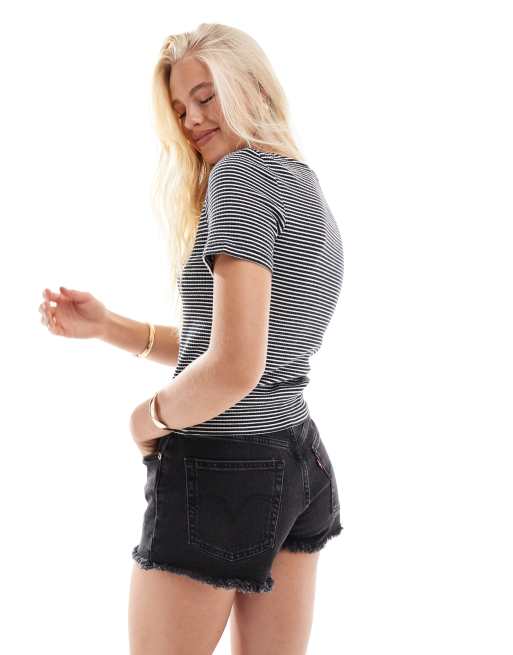 Levi's Muse short sleeve button front t-shirt in stripe, 2 of 4