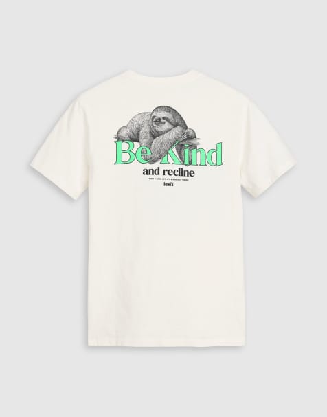 Levi's – Naturvit, avslappnad t-shirt med "Be kind back"-tryck - view 1