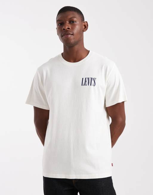 Levi's – Naturvit, avslappnad t-shirt med cowboy-logga baktill, 3 av 5