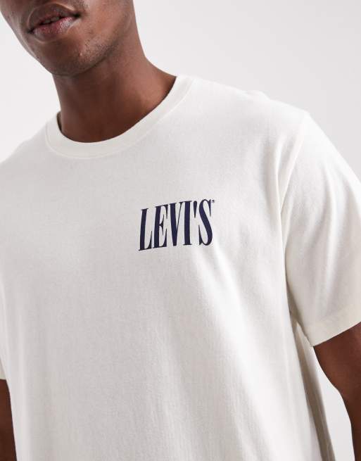 Levi's – Naturvit, avslappnad t-shirt med cowboy-logga baktill, 5 av 5