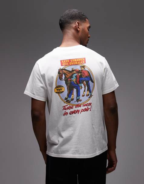 Levi's – Naturvit, avslappnad t-shirt med grafiskt cowboytryck baktill - view 1