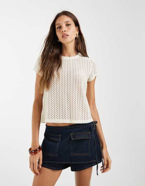 Levi's – Naturvit t-shirt i blommig spets - view 1