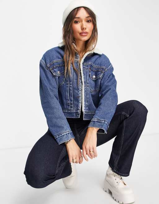 Asos denim sherpa jacket online