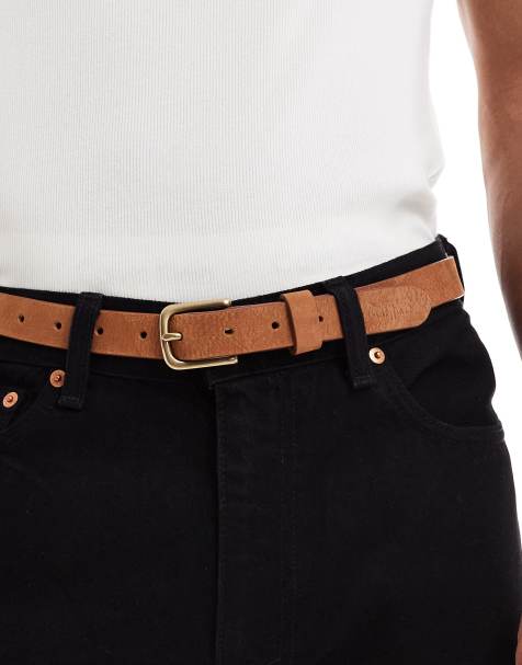 Levi's – New Narrow – Schmaler Gürtel aus Leder in Hellbraun - view 1