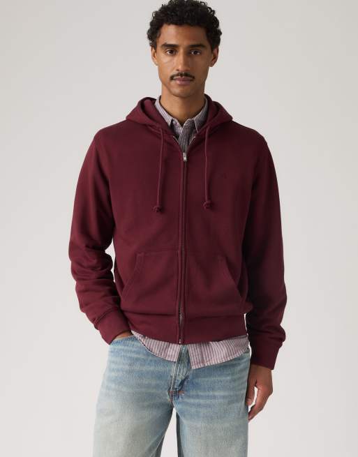 Levi's New original felpa con cappuccio con zip in viola, 4 di 4