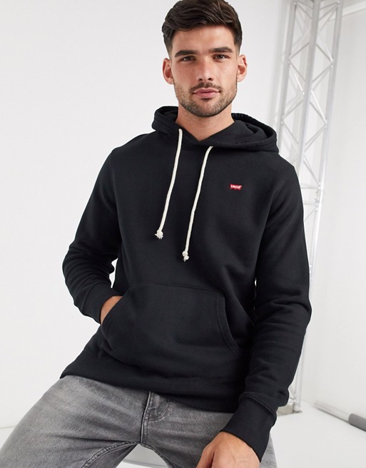 Levi's new original small batwing logo hoodie in mineral black