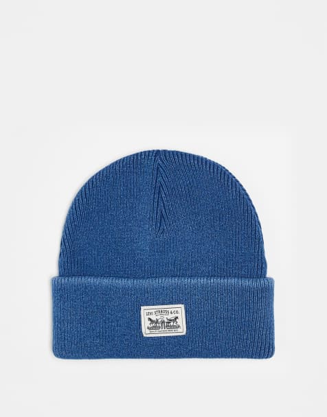 Levi's – Niebieska czapka beanie unisex z naszywką - view 1