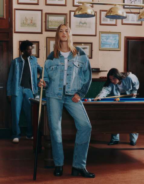 Levi's – Niebieska jeansowa kurtka trucker w kowbojskim stylu lat 90. - view 1