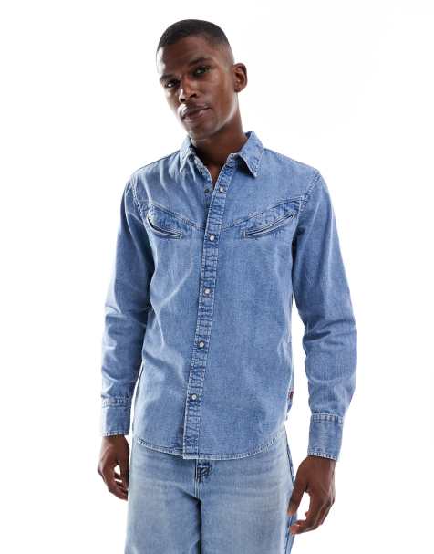 Levi's western detailing denim shirt in mid wash