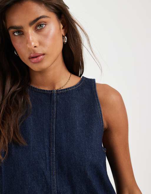 Levi's – Niebieska sukienka jeansowa o prostym kroju w stylu lat 90., 3 z 4