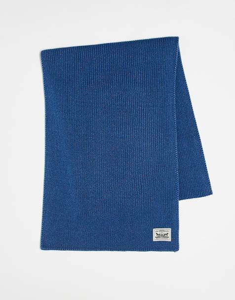 Levi's backpatch knit scarf in mid blue