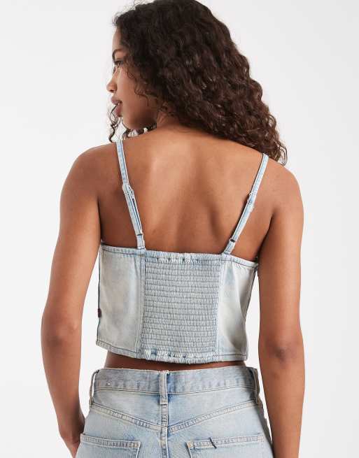 Levi's – Niebieski jeansowy top z dekoltem kwadratowym, 4 z 4