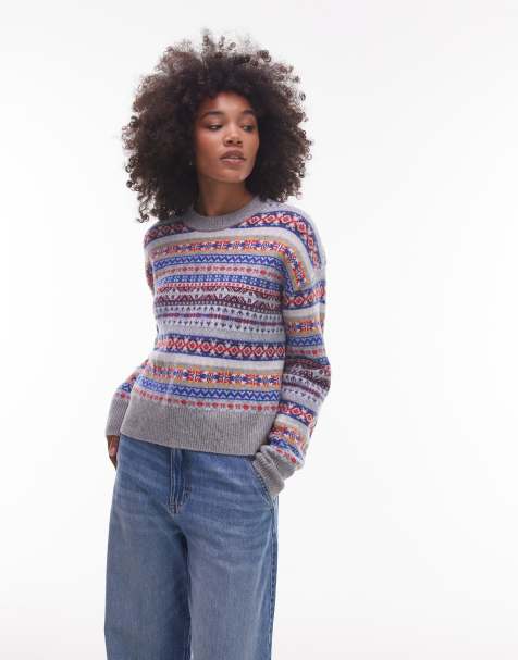Levi's Ines fairisle jumper in blue multi