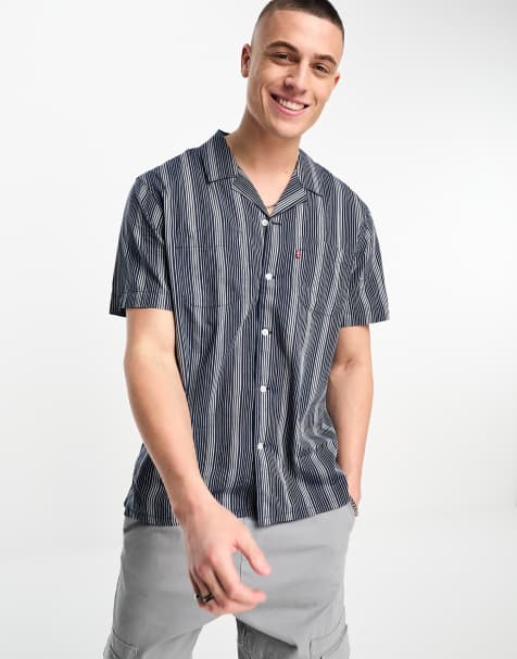Levi's – Niebieski T-shirt w paski z krótkim rękawem - view 1