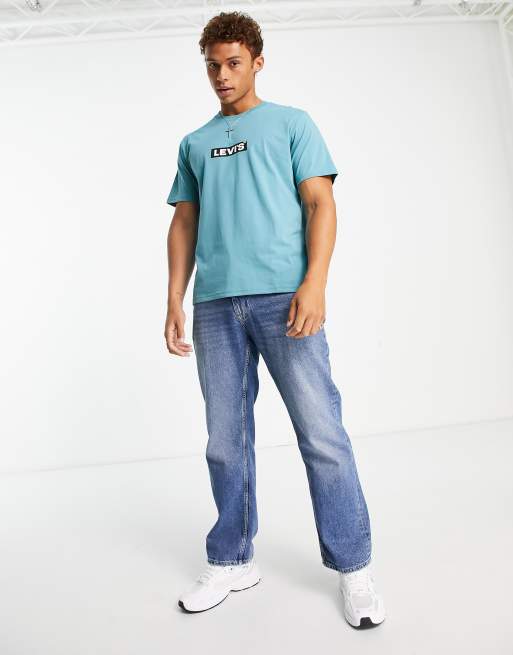Levi's – Niebieski T-shirt z logo w ramce, 4 z 4