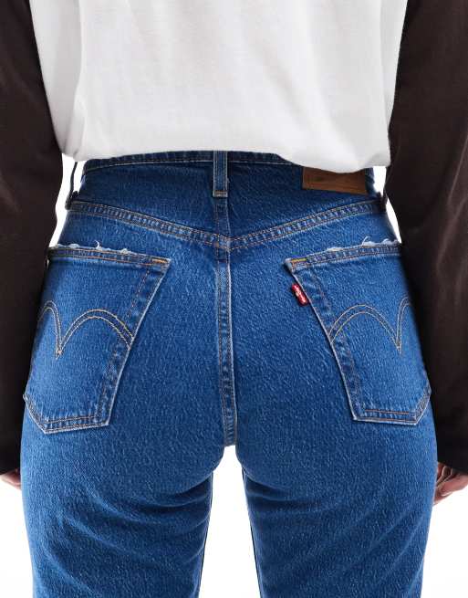 Levi's – Niebieskie jeansy 501 z krótszymi nogawkami o prostym kroju , 4 z 6