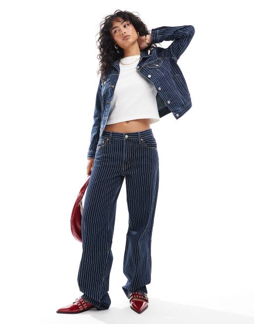 Levi's – Niebieskie jeansy baggy dad fit w prążki, część zestawu