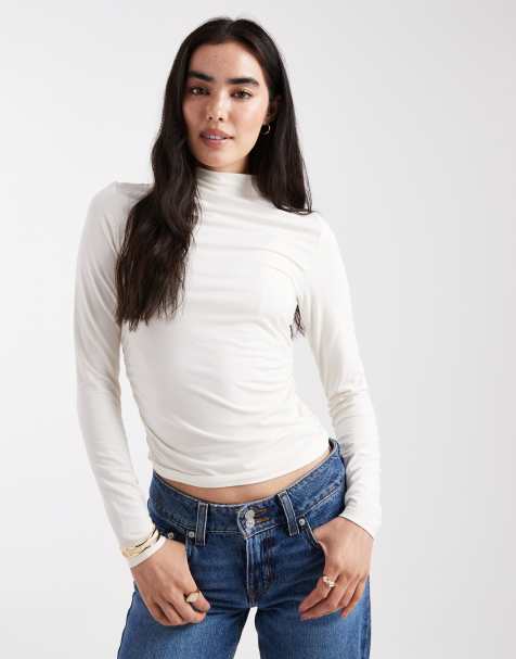 Levi's – Nina – Biały T-shirt z długimi rękawami i golfem - view 1