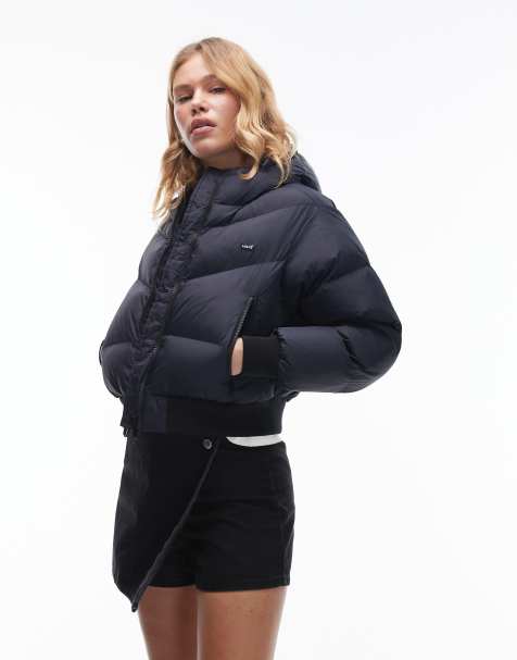 Levi's – Noe – Cropped Western-Pufferjacke in Schwarz - view 1