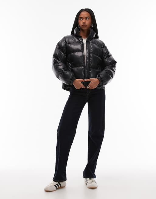 Levi's Noe faux leather western puffer jacket in black, 4 of 4