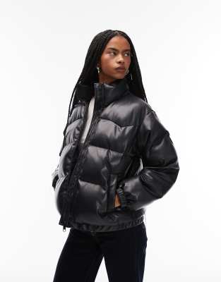 Levi's - Noe - Western-Pufferjacke aus Kunstleder in Schwarz