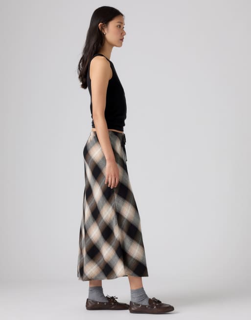 Levi's Noemi slip skirt in brown, 4 of 4