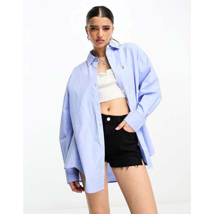 Nola Oversized Button Up Shirt - Blue