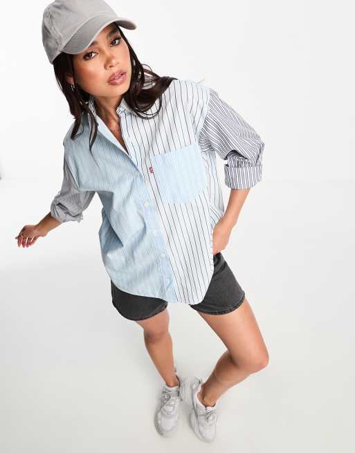 Nola Oversized Button Up Shirt - Blue