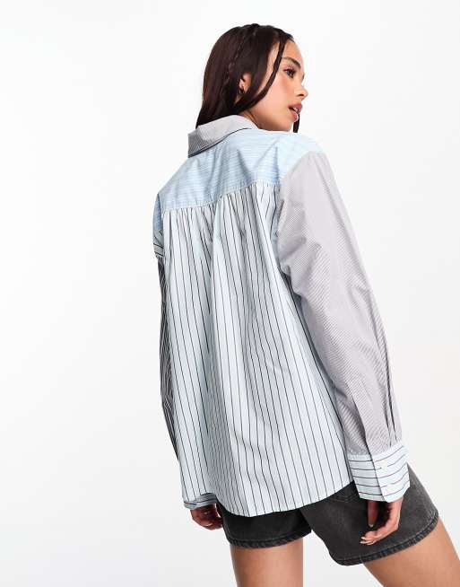 Nola Oversized Button Up Shirt - Blue