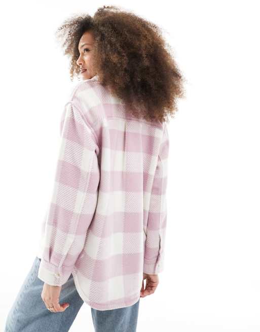 Levi's Nola Shacket in pink check with pockets