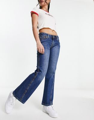 Levi's noughities boot cut distressed jeans in dark wash blue - ASOS Price Checker